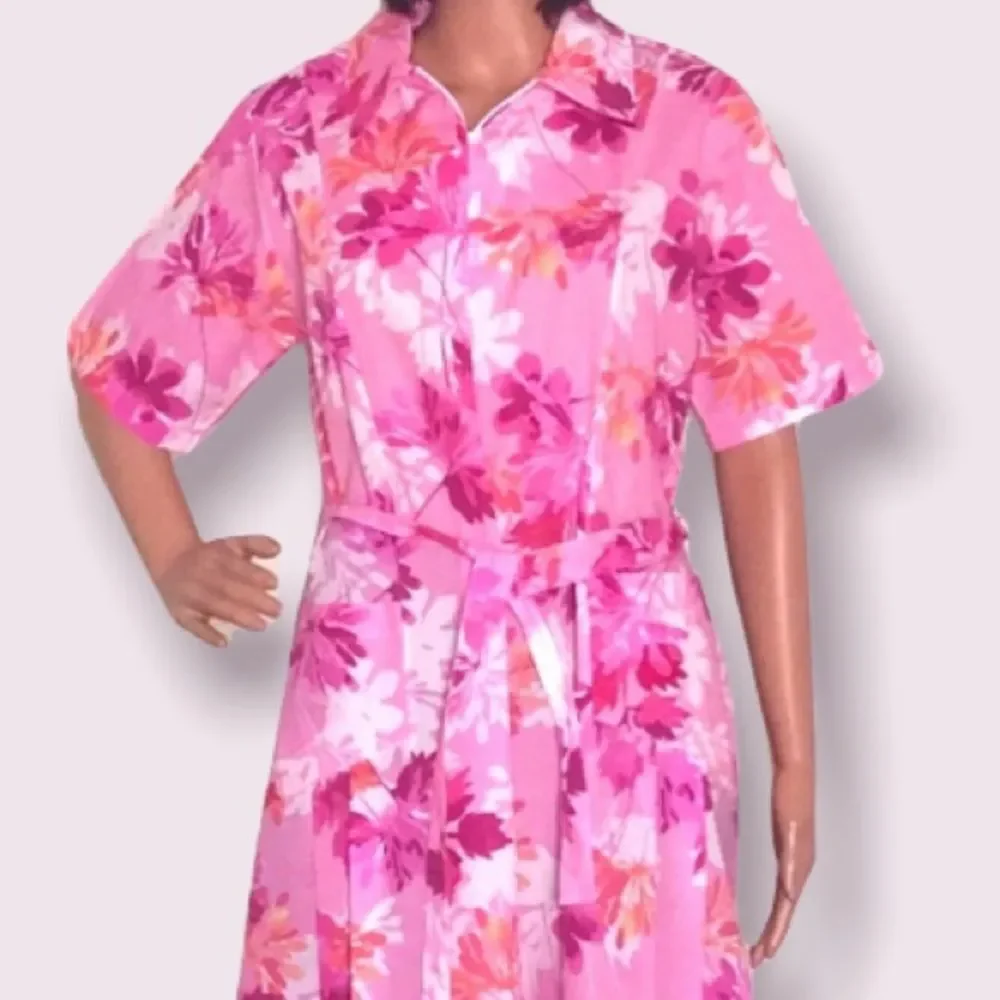 Vintage Pink Floral House Dress